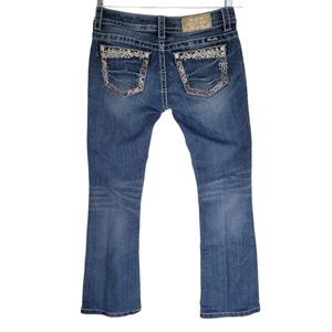 Miss Me | Women's Red Aztec Accent Jewel Bootcut Lowrise Jean-Size 27